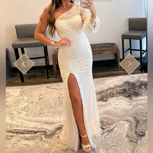 open lace back dress Berlinnova Shiny Light Blue A-Line Halter Backless Long Tulle Prom Dress  With Split main image 0